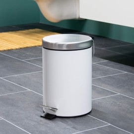 bremermann Pedal Bin with Automatic Lowering Mechanism, 3 L (White)