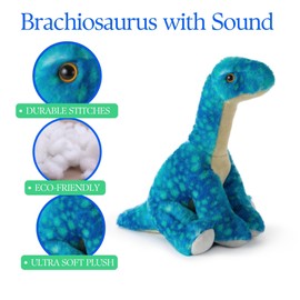 The Petting Zoo Brachiosaurus Dinosaur Stuffed Animal Plushie, Gift for Kids, Dinosaur Animals, Brachiosaurus Dinosaur Plush Toy with Sound, 8 inch