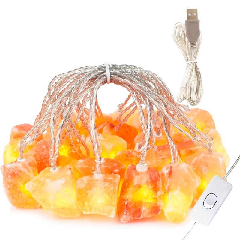 HeaHap Himalayan Salt String Lights with Switch, 20 Natural Salt