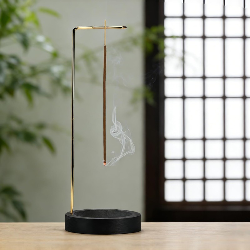 TIHNY 2-in-1 Wooden Incense Stick Holder with Cone Spool, Upside