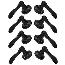 Gobrico 8 Pack Wave Dummy Decorative Door Levers in Matte Black, 4 Left-Handed Door Handles, 4 Knobs Right-Handed Door