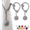OCIOLI 2 Pieces Curtain Tiebacks Curtain Holdbacks Curtain Ties with Big Woven Ball Outdoor Curtain Tiebacks Cotton Hand Woven Curtain Rope tiebacks Decorative Tie Backs for Drapes (Grey)