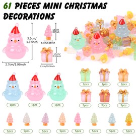 HOMICO 70 Pieces Mini Christmas Decorations Luminous Resin Mini Christmas Tree Snowman Tiny Christmas Decor Christmas Crafts for Dollhouse Holiday Decor