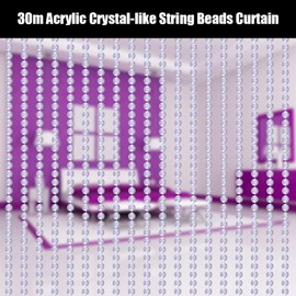 Tyenaza Pearl Curtain, Acrylic Cord Bead Curtain Crystal Garland Strands for Making Curtain Decoration Tree Wedding and Party Celebration 30 m (2#)