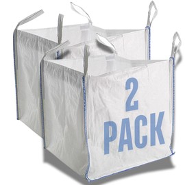 Airtech-UK 2 x New FIBC Bulk Builders Garden Jumbo 1 Ton Bag Waste Sacks with Handles 85 cm x 85 cm x 85 cm Open Top Plain Bottom Rubble Sack Jumbo Sacks Storage