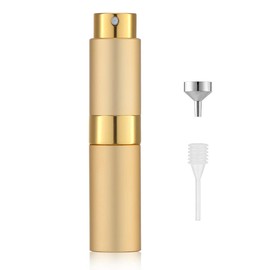 LISAPACK 8ML Atomizer Perfume Spray Bottle for Travel, Empty Refillable Cologne Dispenser, Portable Sprayer (Gold)