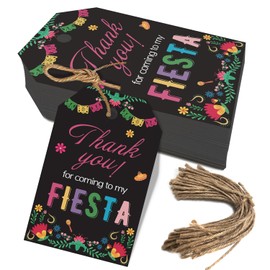50PCS Fiesta Gift Tags, Thank You Tags for Mexican Themed Party Favors and Taco Bout a Baby Party Decorations-Double-sided (Black)