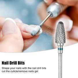 VOCOSTE Nail Drill Bits Set for Acrylic Nails, 0.5 Inch Professional Tungsten Nail File Bits Nail Art Tools, Manicure Pedicure Shapen Remove Tools, Green