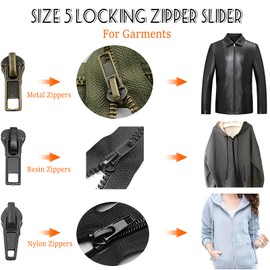 RoadLoo Zip Repair Set, 62 Pieces Replacement Zipper for Zip Slider Zip Repair Kit Zip Zip Repair Set for Jackets Bags Coat (#5)