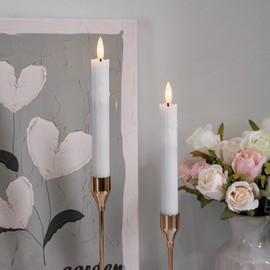 Mavandes Flameless Flickering Taper Candles Two Remote, 7.5 Inch White Battery Operated LED Window Candles Timer,Set of 8 Plastic 3D-Wick Dripping-Wax Effect Flameless Candlesticks(0.86”Dia,Warm Fire)