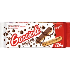 Pavesi Biscotti Frollini Gocciole Finger, Biscotti Snack, Pastafrolla con Base e Gocce di Cioccolato, Snack Gustoso, Confezione 120g