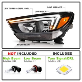 ACANII - For [Halogen Model] 2017-2022 Buick Encore Factory LED DRL Signal Headlight Headlamp Assembly Left Driver Side
