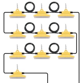 Connectable Waterproof Construction String Lights 100FT 150W 15000LM IP65 Outdoor Working Light LED Yellow Hook MountDefault: Default