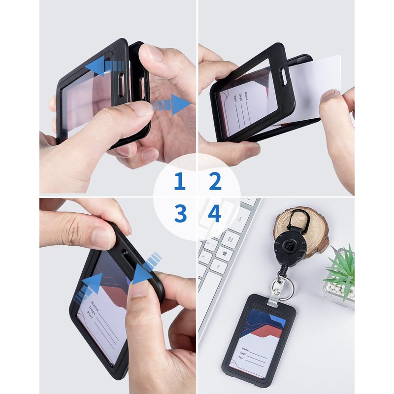 Pawfly ID Badge Holder Double Sided Window Vertical Hard Plastic