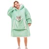 JOYWOO Green Oversized Wearable Blanket Hoodie, Cat lovers Long Hoodie