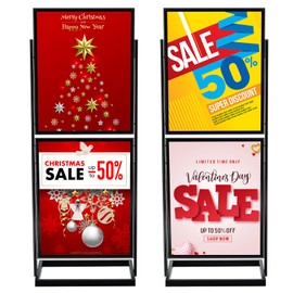 Gisafai 2 Pcs Aluminum Double Bulletin Sign Holder 22 x 28 Inch Slide in Poster Banner Stand Heavy Duty Display Poster Holder Stand with Non Slip Base for Outdoor Indoor Business Store, Matte Black