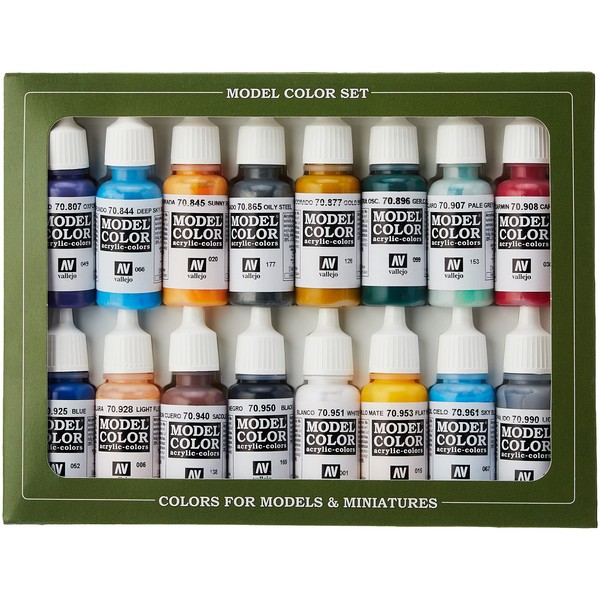 Vallejo Model Color - Set Pittura Acrilica, 16 x 17 ml, Colori Asortiti