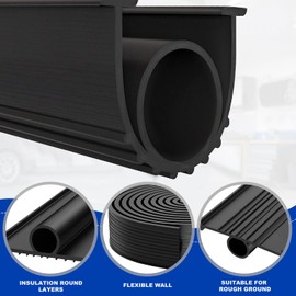 DGSL Garage Door Seals Bottom Rubber Weather Stripping Kit Seal Strip Replacement, Universal Weatherproof Threshold Buffering Sealing Rubber 5/16 Inch T Ends (16 Ft, Black)