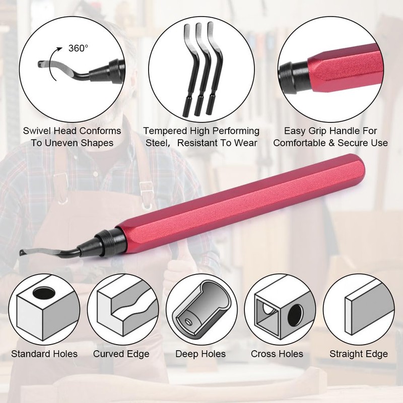 flintronic Universal Deburring Tool with 1 Metal Handle and 11