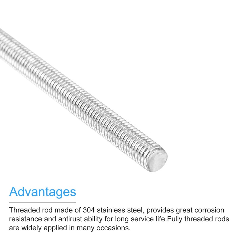 sourcing map Fully Threaded Rod M6 x 350mm 1mm Thread