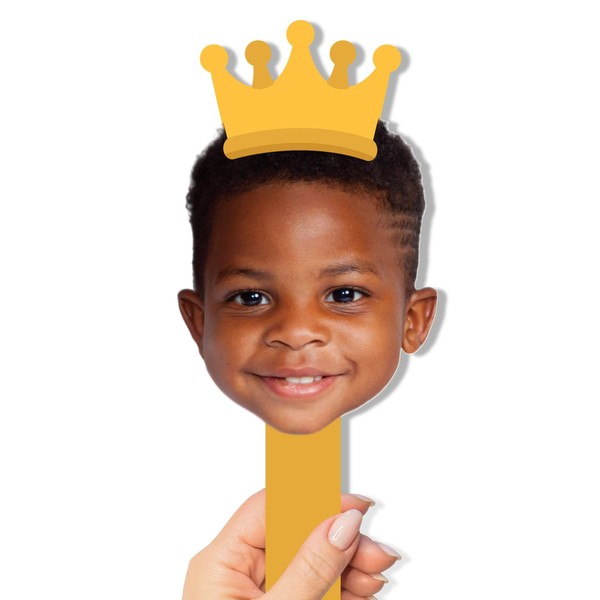 Big Dot of Happiness Personalized Crown Fun Face Cutout Paddle