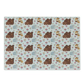 Ambesonne Animal Cutting Board, Mothers Day with and Mom Maternal Fox Rabbit Flowers Family Concept, Decorative Tempered Glass Cutting and Serving Board, Small Size, Multicolor