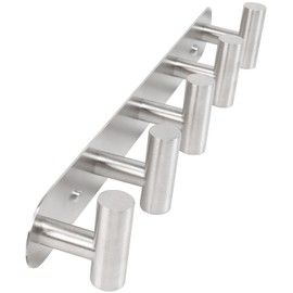 Vanloory Coat Hook Rack, Wall Mounted Coat Rack with 5 Hooks, Heavy Duty Towel Hook Rack Wall Hooks for Hanging Coat Jacket, Stainless Steel Coat Hanger for Bathroom Entryway Mudroom(Brushed Nickel)