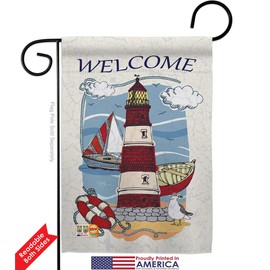 Breeze Decor Beach Lighthouse Shore Garden Flag Coastal Tropical Sea Shells Ocean Sand Outdoor Summer Coral Small Decorative Gift Yard House Banner Double-Sided Made in USA 13 X 18.5