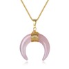 COAI Crescent Moon Crystal Rose Quartz Necklace for Women