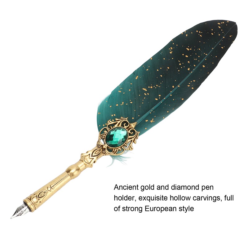 Feather Pen Retro British Style Sprinkled Gold Feather Business Fire