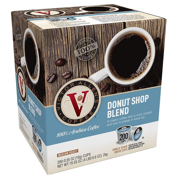 Victor Allen Coffee, Donut Shop Single Serve K-cup, 200 Count (Compatible with 2.0 Keurig Brewers)
