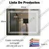 Espejo Rectangular de Baño con Luz LED Táctil, 3 Tonos