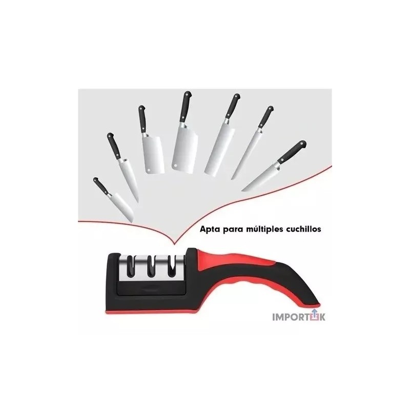Total Supplier Afilador Cuchillos Cocina Ergonomico Tijeras 3 Etapas Manual