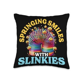 Springing Smiles with Slinkies Slinky Toy Collector Throw Pillow