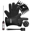 EastKing Smoker Accessories Set-Grilling Oven Gloves,BBQ Claws,Meat Thermometer and Silicone