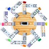 Mexican Train Double 12 Dominoes Set with 4 Wooden Trays/Racks