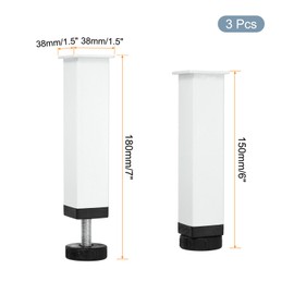 uxcell 3 Pcs Adjustable Height Center Support Leg, 6 Inch Metal Bed Frame Support Legs, Bed Support Slats Leg for Sofa Cabinet Couch Dresser Table Furniture, White