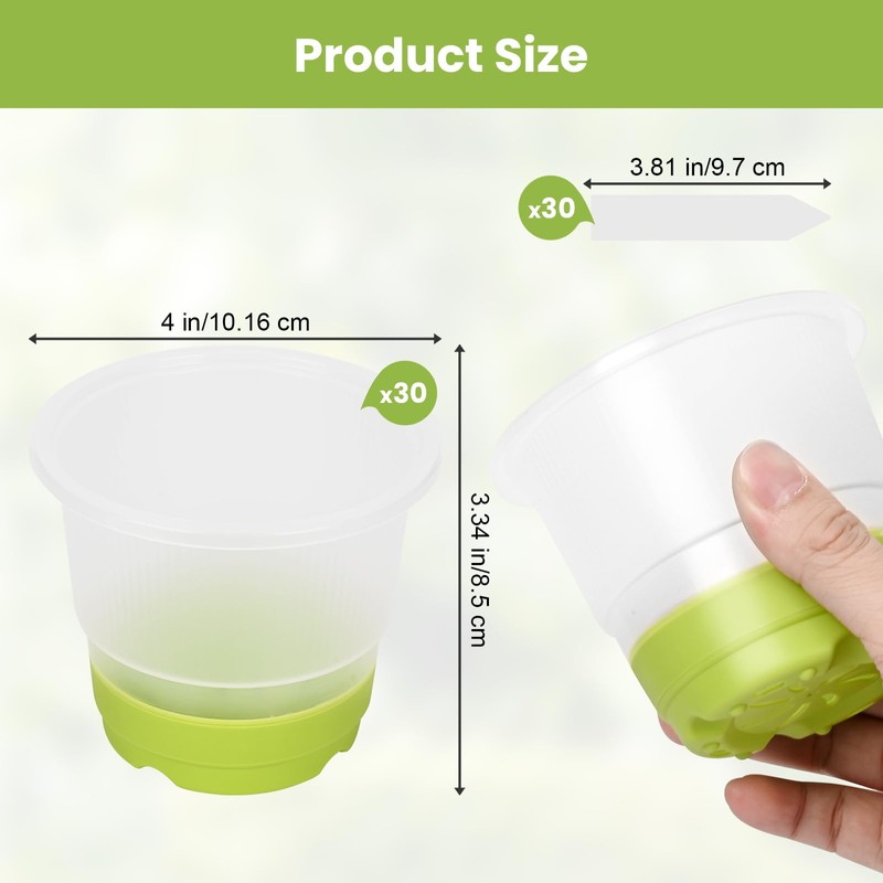 Clear Nursery Pots for Plants,30 Packs 4 inch Plastic Plant