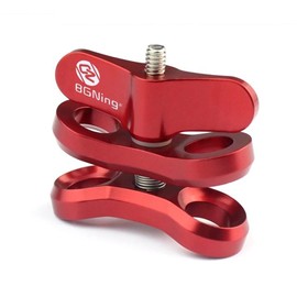 BGNing 1inch Diving Lights Ball Butterfly Clip Underwater Tripod Clamp 2 Mount Hole Clamp Adapter for Underwater Diving Light Arm System (Red)