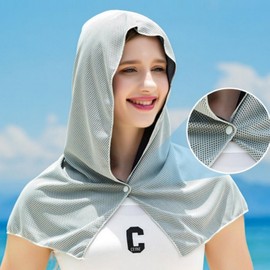 Hooded Cooling Towel for Hiking, Walking, Water Play & Sun Protection Hooded Cooling Towel Black 10ea