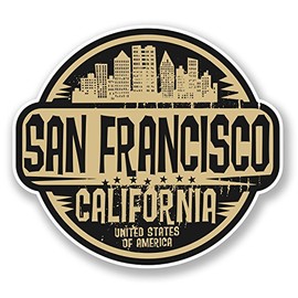 2 x 10cm San Francisco USA California Sticker Car Laptop Travel Luggage #6718 (10cm Wide x 9cm Tall)