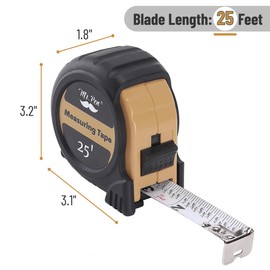 Mr. Pen- Tape Measure, 25-Foot, Light Brown, Steel Measuring Tape Measure with Fractions, Retractable Measuring Tape Retractable