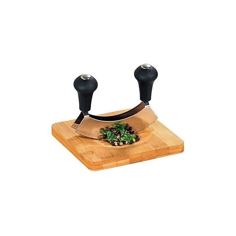 Kesper | Kräuterschneidebrett mit Wiegemesser, Material: Bambus, Edelstahl, Maße: 16