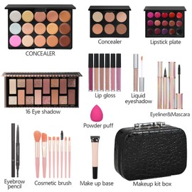 Makeup Kit For Women Full Kit Makeup Kit For Girls Gift Includes Sponge Eyeshadow Lip gloss Set Concealer Eyeliner Eyebrow Makeup Bag