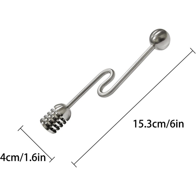 304 Stainless Steel Honey Dipper, Curved Handle Spoon for Tea