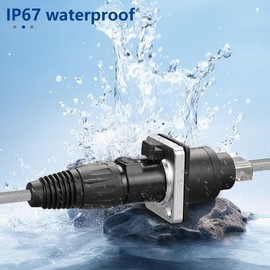 PENGLIN Pack of 5 RJ45 Ethernet Panel Socket IP67 Waterproof Network Socket, Outdoor Feed-Through Network Socket, RJ45 8P8C CAT5/6/5e Ethernet LAN Connection Adapter