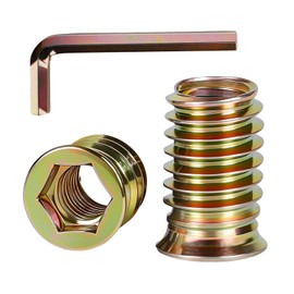 50 PCS 1/4-20 x 15mm Threaded Inserts for Wood Professional Threaded Insert Nuts for Furniture & Wooden Products, Hex Spanner Included