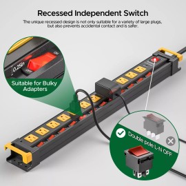 Green Box Innovations 12 Outlet Heavy Duty Power Strip,Individu - 5.1-6.5 ft (1.6-2 m)
