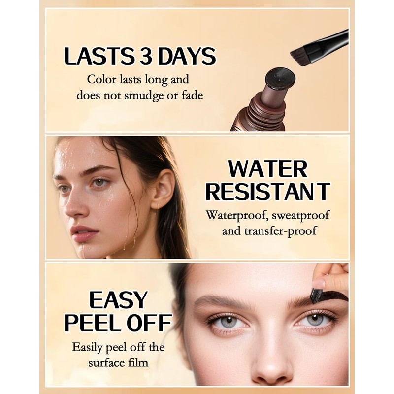 Easy Peel Off Eyebrow Gel, Mauve Tattoo Eyebrow Gel Easy