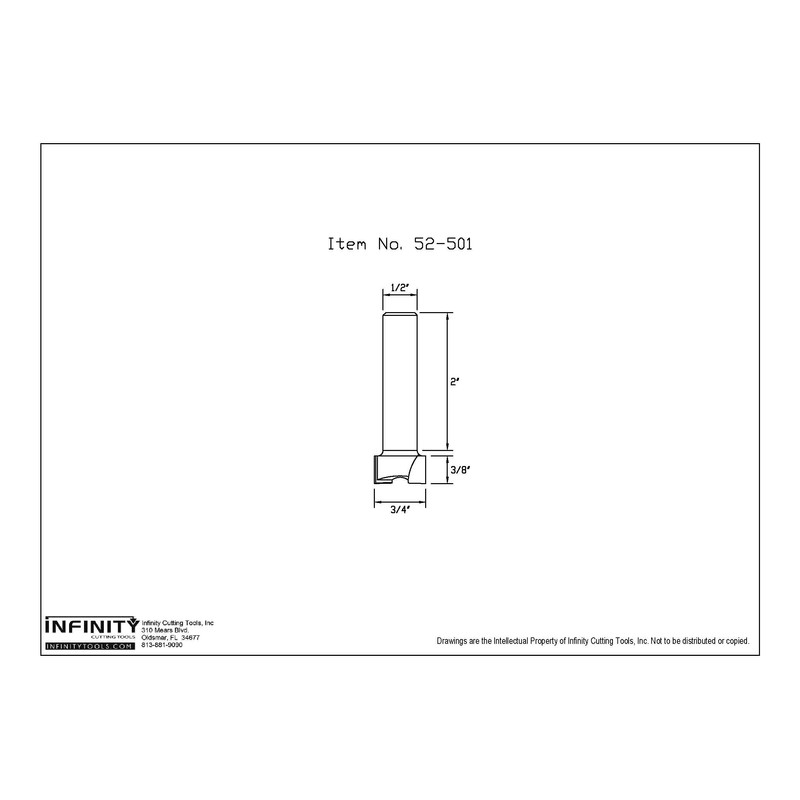 Infinity Cutting Tools 1/2" Shank, Dado Router Bit, 3/4" C.D.
